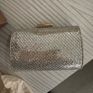Jimmy Choo Silver Metallic / Glitter Clutch